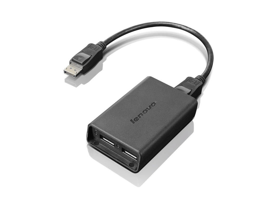 Lenovo DisplayPort to Dual-DisplayPort Monitor Cable USB A Sort