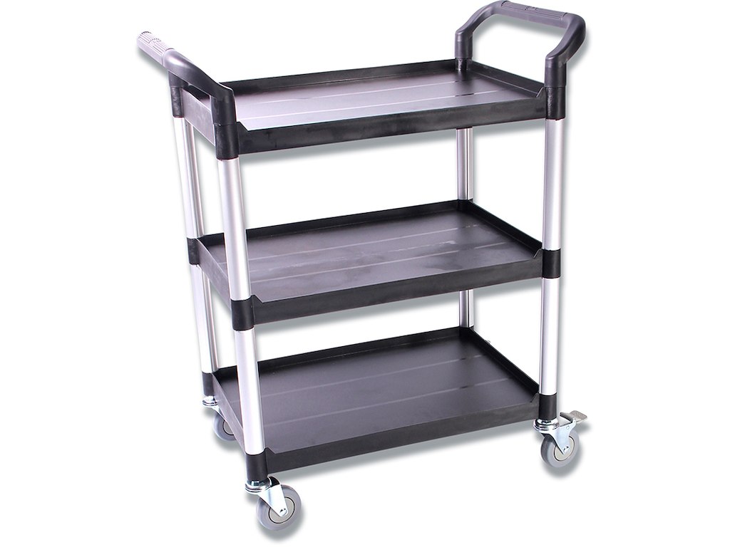Bordvogn m/3 hylder Sort fiberplast/alu ben