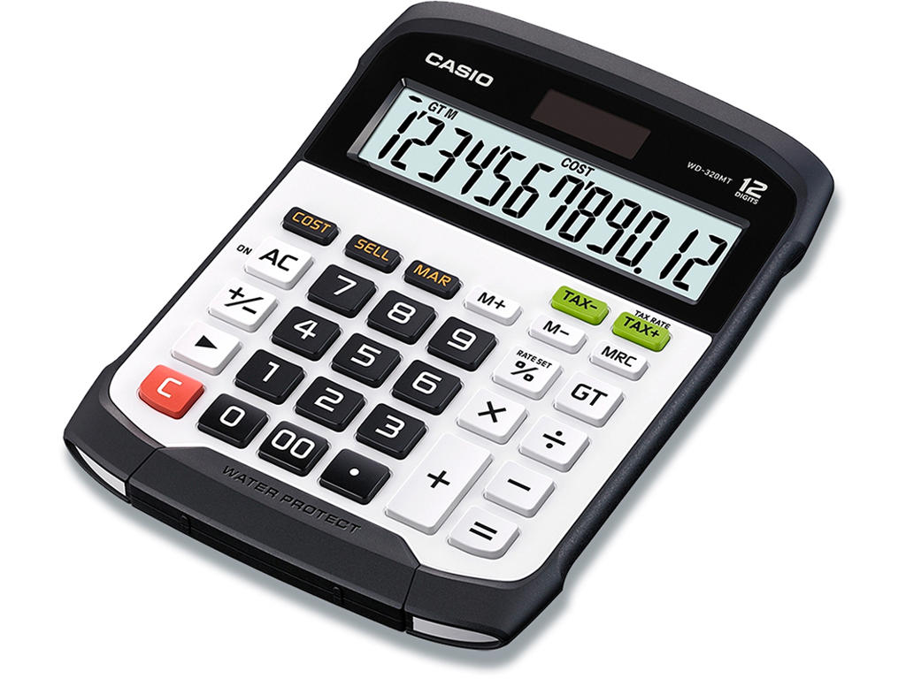 Regnemaskine, Vandtæt, 12 cifre, Casio WD-320MT