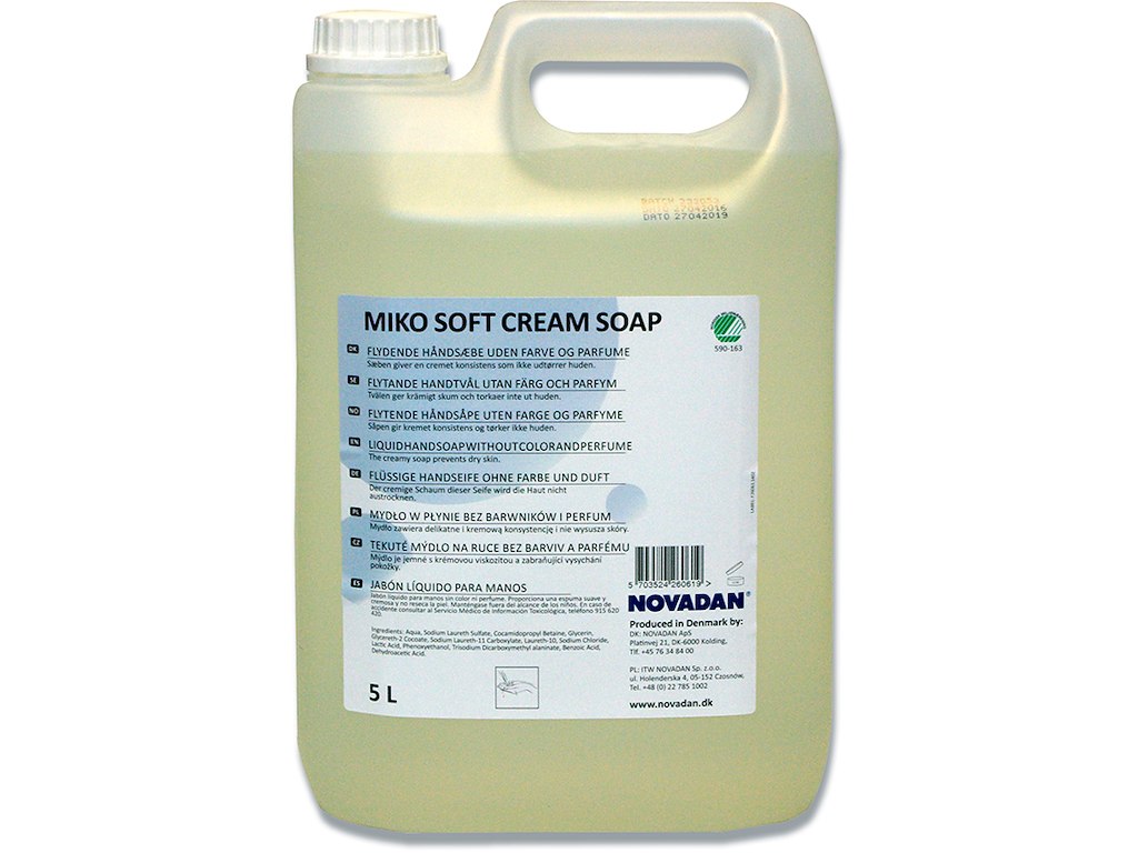 Håndsæbe, Flydende, Dunk, 5000 ml, Novadan Miko Soft Cream 