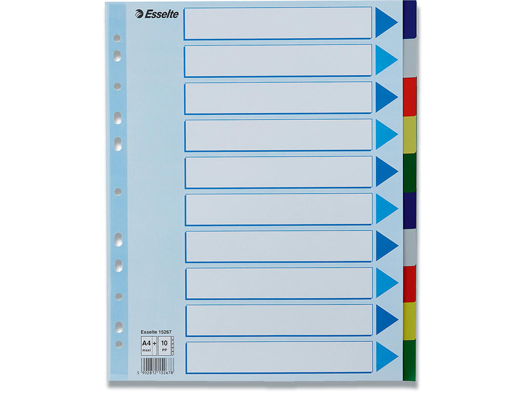 Faneblade, A4 Maxi, 10-delt, Flerfarvet, Esselte 