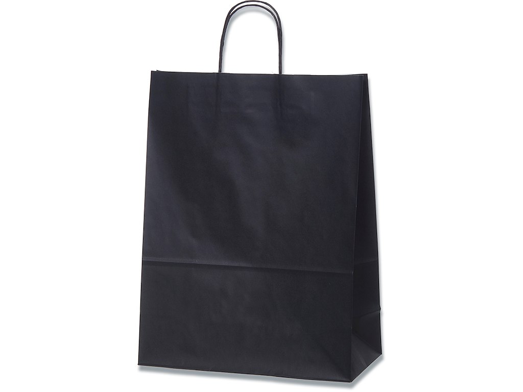 Bærepose - papir, 22x10x33cm, Sort, 200 stk, Bong Medium