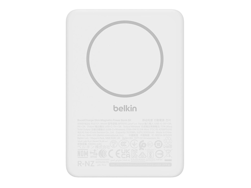 Belkin BPD010hqWH 5000 mAh Trådløs opladning Hvid