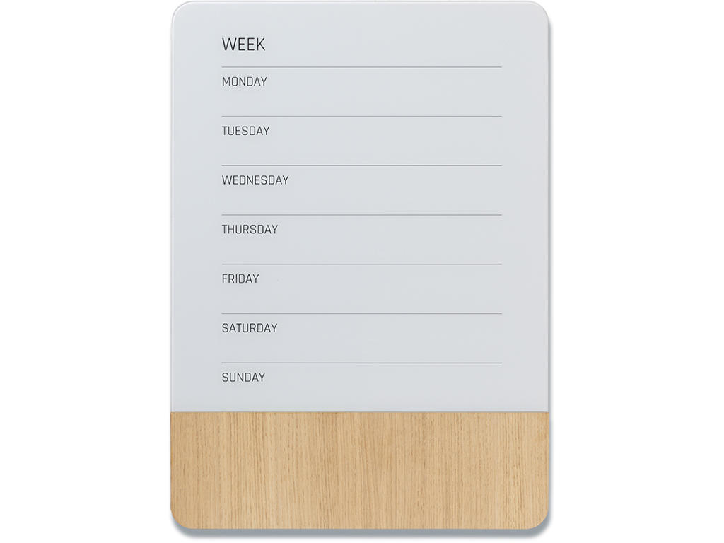 Planlægningstavle, Glas-Egefiner, Ugeplan, Engelsk, 50x70 cm, Naga 