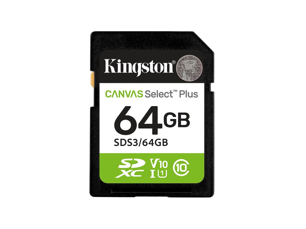 Kingston Technology 64 GB SDXC Canvas Select Plus Gen3 100 MB/s C10 UHS-I U1 V10