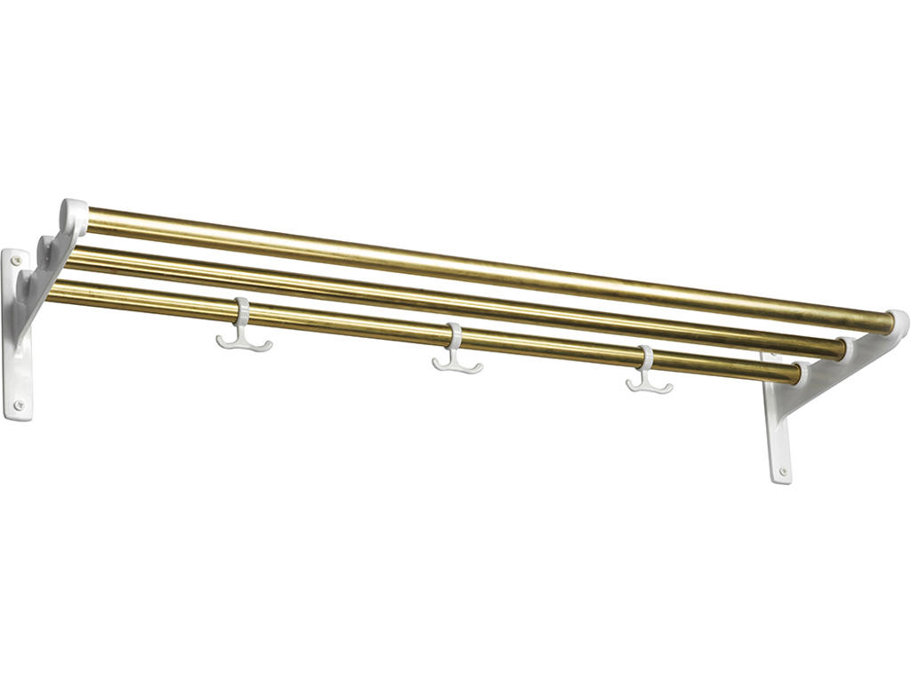 Hatte- og skohylde, Nostalgi, L=1000 mm messing/hvid, Essem Design DK