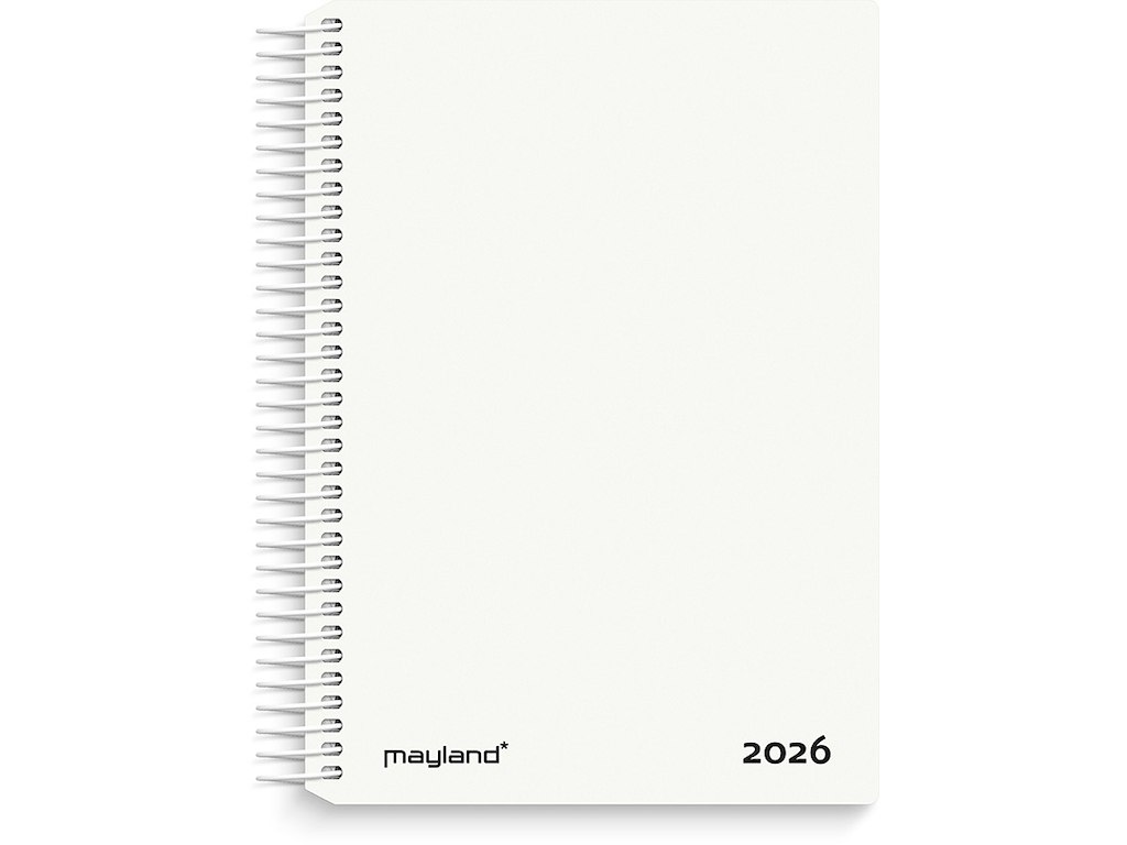 Kalender, 2026, Dag, 1 dag pr. side, Hvid, Mayland