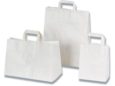 Bærepose - papir, 35x17x24.5cm, Hvid, 200 stk, 