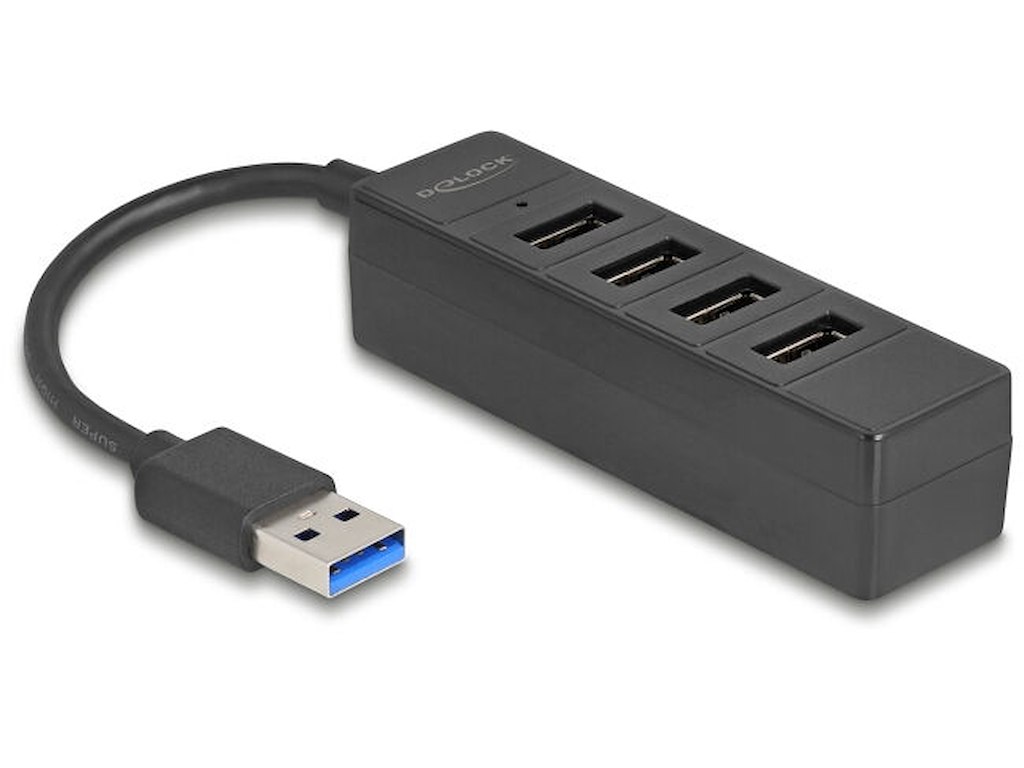 DeLOCK 64350 interface hub USB 3.2 Gen 1 (3.1 Gen 1) Type-A 5000 Mbit/s Sort