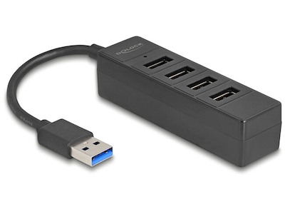 DeLOCK 64350 interface hub USB 3.2 Gen 1 (3.1 Gen 1) Type-A 5000 Mbit/s Sort