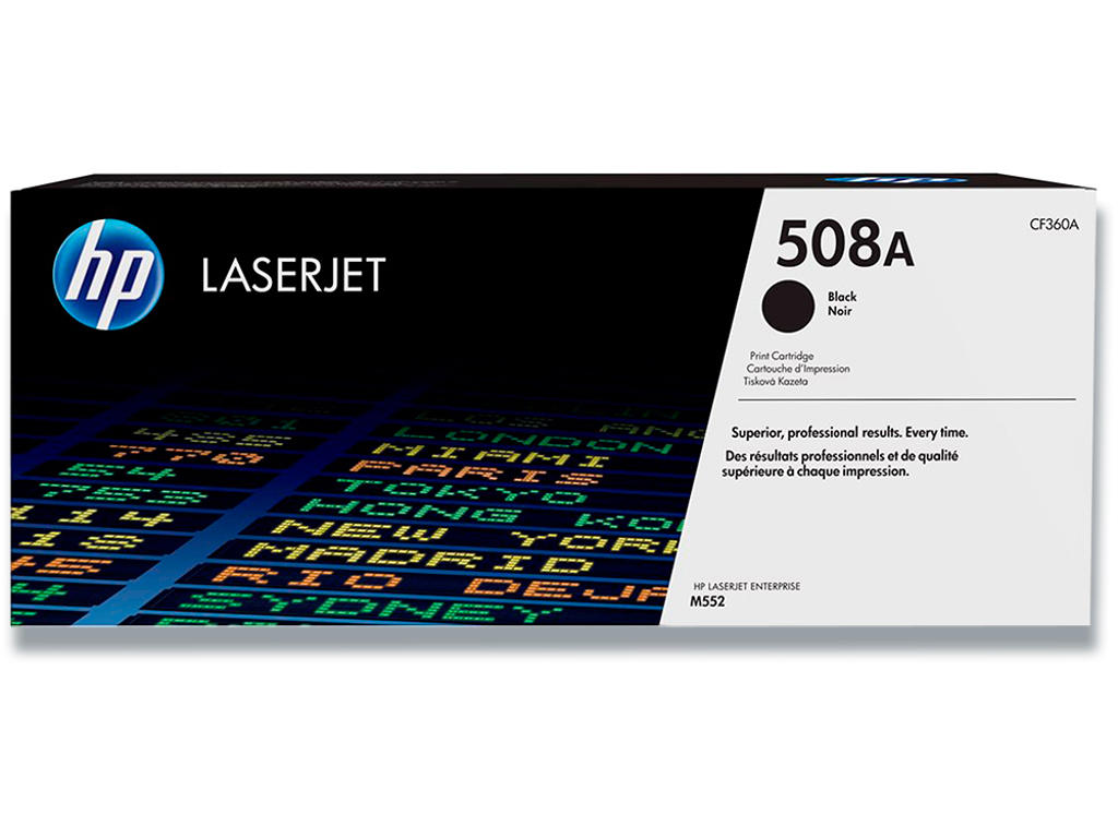 Toner, 508A, Black-sort, 6.000 sider, HP CF360A