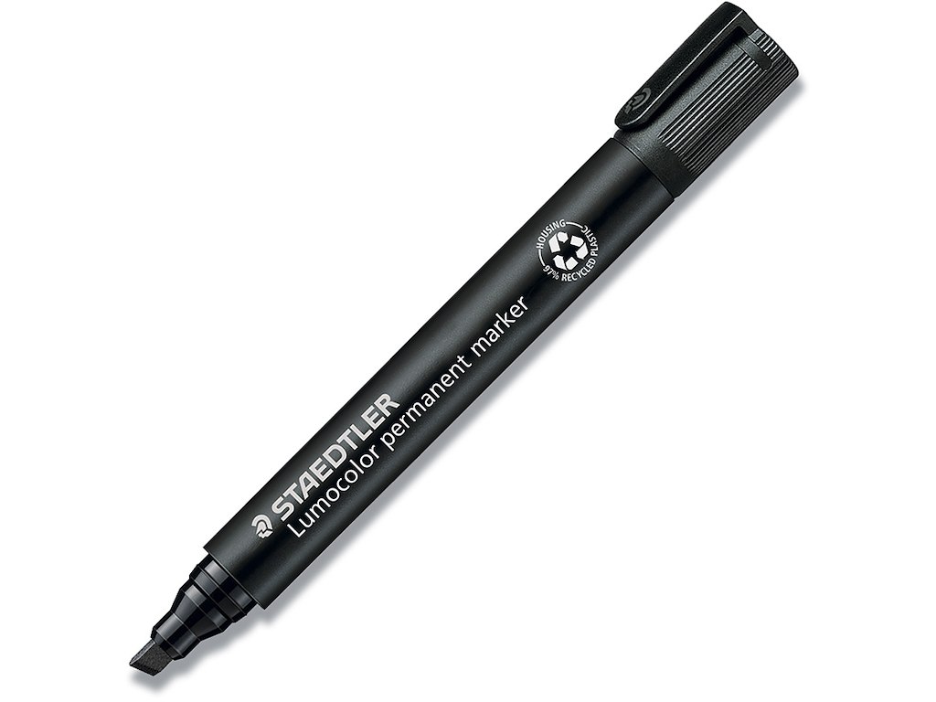 Marker, Skrå spids, 2-5 mm, Sort, Staedtler Lumocolor 350