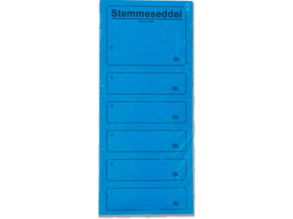 Stemmeseddel, Blå, 250x100 mm, 100 stk, Ferco 