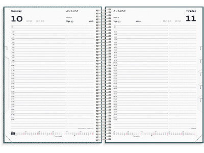Kalender, 2026, Time Trend, 1 dag pr. side, Petrolgrøn grafik, Mayland