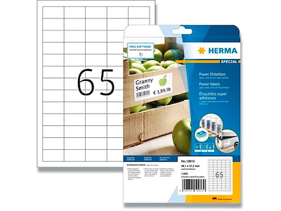 Etiketter, 38.1x21.1 mm, Hvid, 1625 etiketter i alt, Herma Extremely Strong