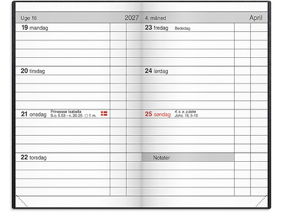 Kalender, 2027, Lomme, 1 uge pr. opslag, Blå, Mayland