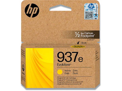 Blækpatron, 1 stk, 1.650 sider, Yellow-gul, HP EvoMore 937e