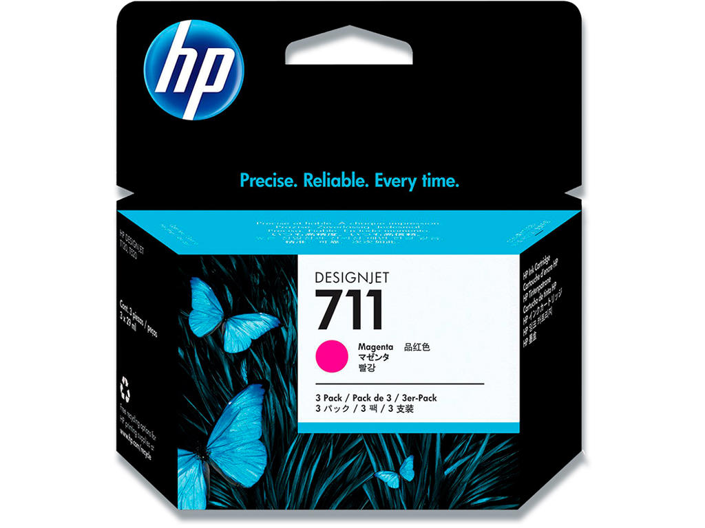 Blækpatroner, 3 stk, Magenta-rød, 3x29 ml, HP 711