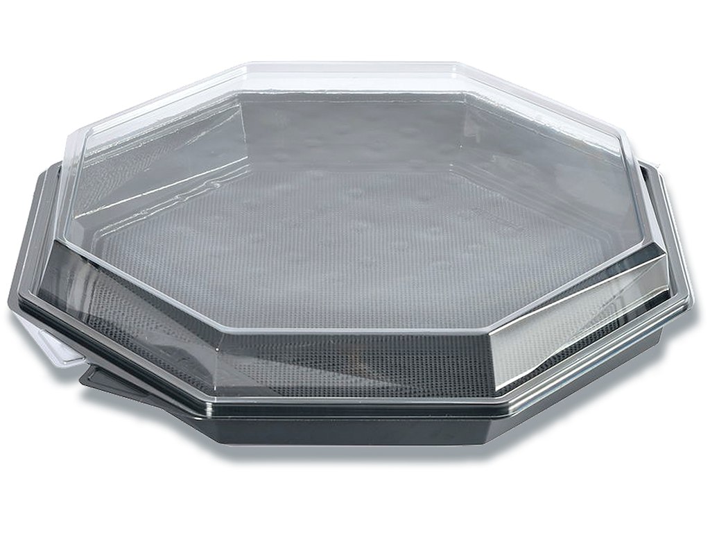 Multiboks, Med låg, 1-rum, 305x305x60 mm, rPET, Grå-Klar, 96 stk, MultiLine Octaview