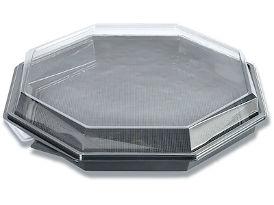 Multiboks, Med låg, 1-rum, 305x305x60 mm, rPET, Grå-Klar, 96 stk, MultiLine Octaview