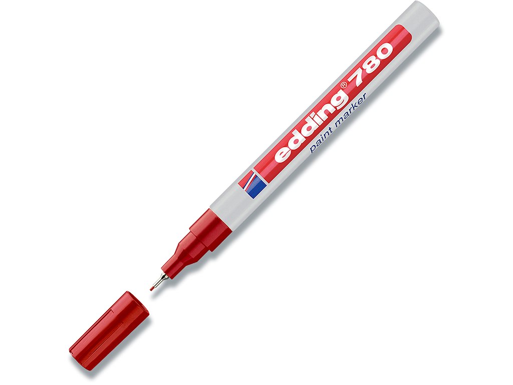 Paint marker, 0.8 mm, Rød, Metalindfattet spids, Edding Paint 780