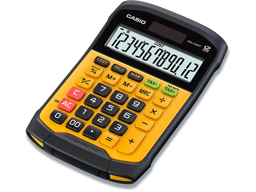Regnemaskine, Vand- og støvtæt, 12 cifre, Casio WM-320MT