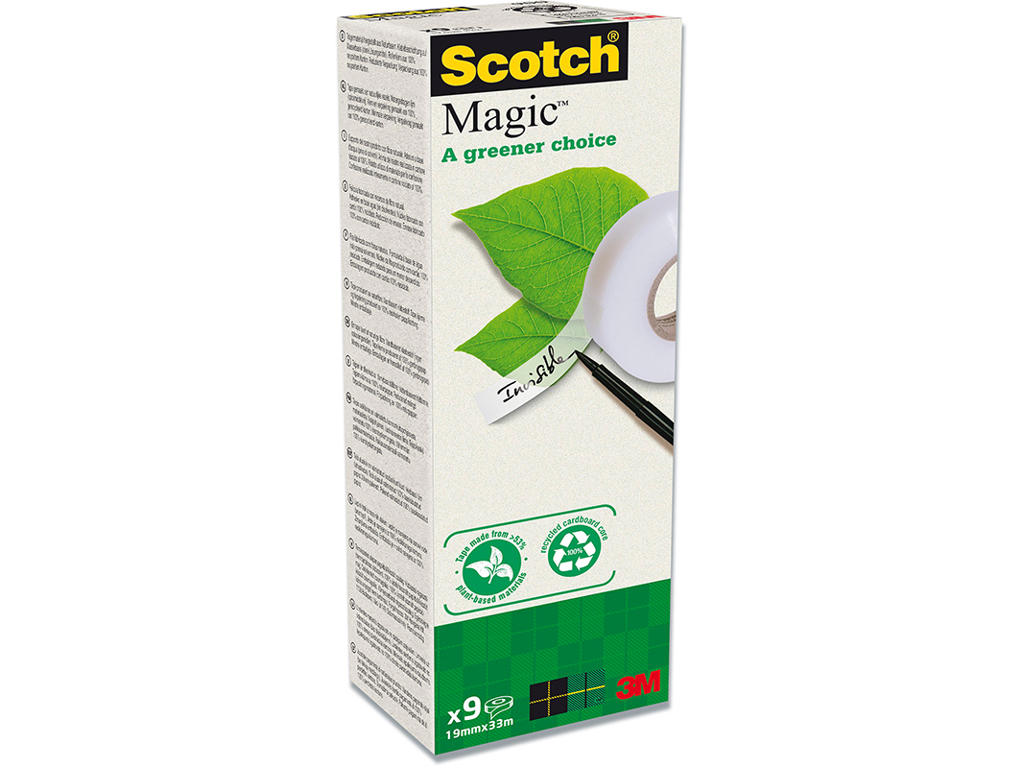 Tape, Usynlig, 19mm x 33m, 9 ruller, Scotch Magic 900