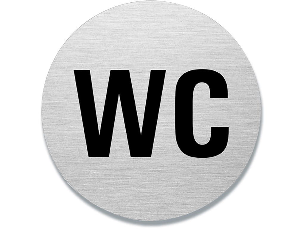Dørskilt, Ø7.5 cm, ''WC'', Aluminium, BNT Office 