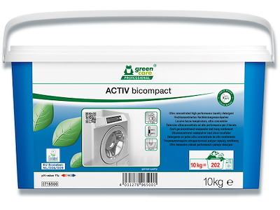 Vaskepulver, Kulørt og hvidt, Uden farve, Med parfume, 10 kg, Green Care Activ Bicompakt