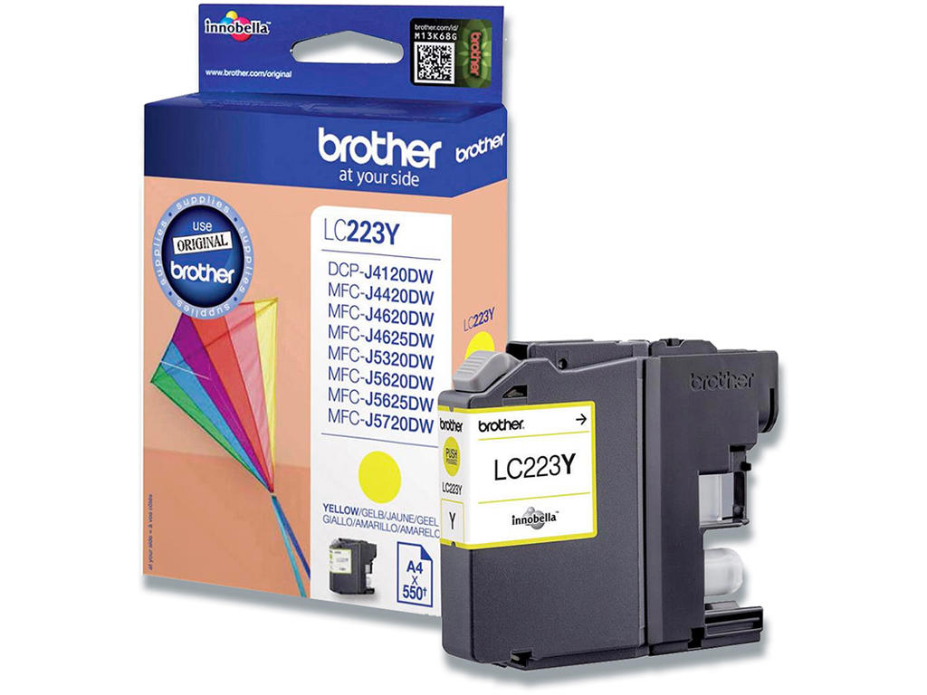 Blækpatron, 1 stk, 550 sider, Yellow-gul, Brother LC223Y