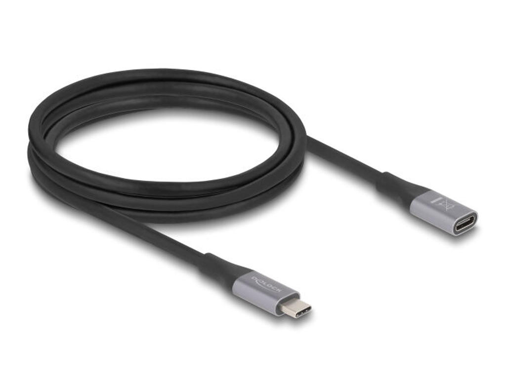 DeLOCK 81202 USB-kabel USB4 Gen 2x2 2 m USB C Sort, Grå