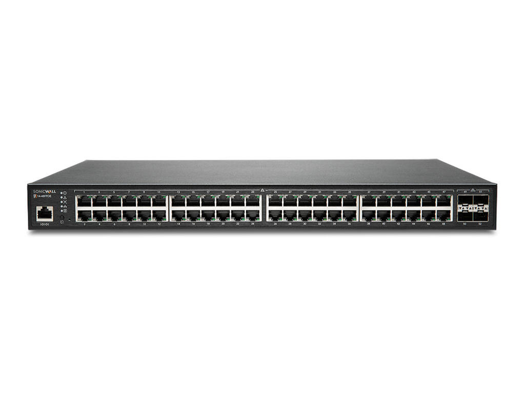 SonicWall SWS14-48FPOE Administreret L2 Gigabit Ethernet (10/100/1000) Strøm over Ethernet (PoE) 1U Sort