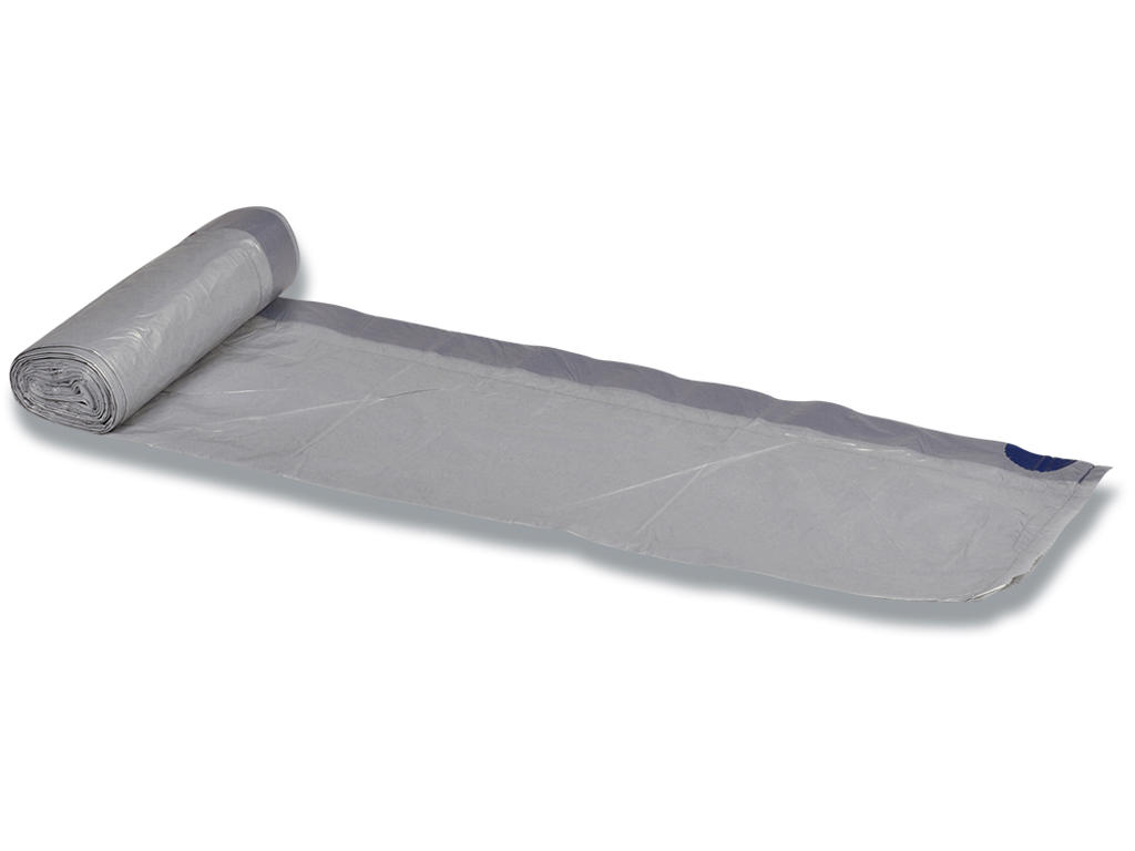 Affaldspose, Med snøreluk, 20 liter, 12 micron, Grå, 1 rulle, 20 poser pr rulle, Abena