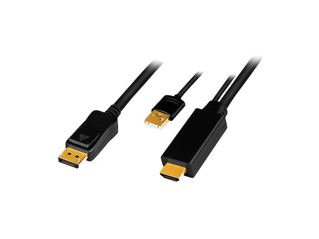 LogiLink CH0091 videokabel adapter 2 m HDMI + USB Type-A DisplayPort Sort