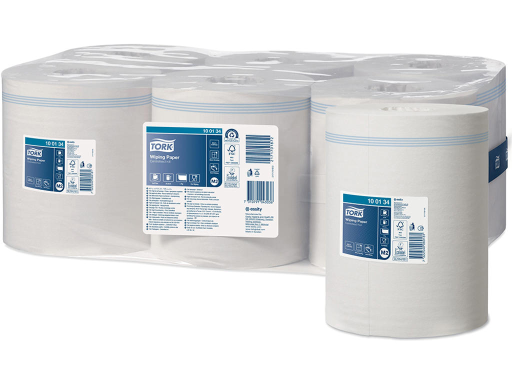 Aftørringsrulle, Centertræk, 1 lag, 6 ruller, Tork Standard Midi M2