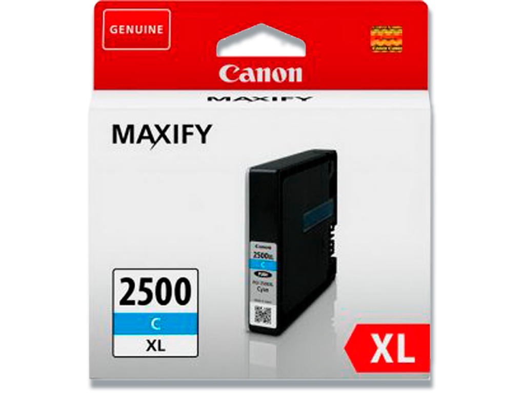 Blækpatron, 1 stk, 1.755 sider, Cyan-blå, Canon PGI-2500XLC