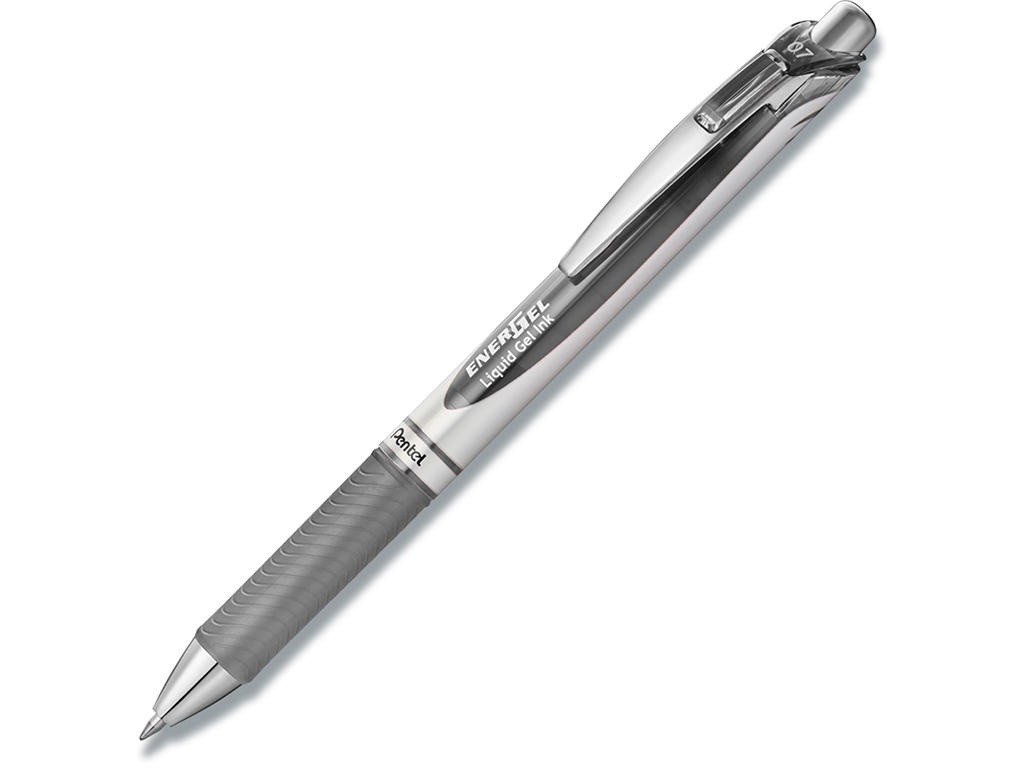 Rollerball gelpen, 0.7 mm, 0.35 mm, Grå, Pentel EnerGel BL77-NX