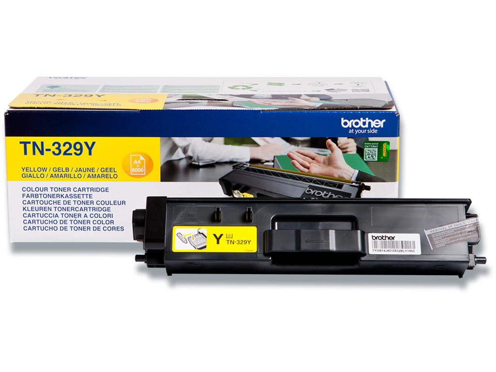 Toner, TN329Y, Yellow-gul, 6.000 sider, Brother 