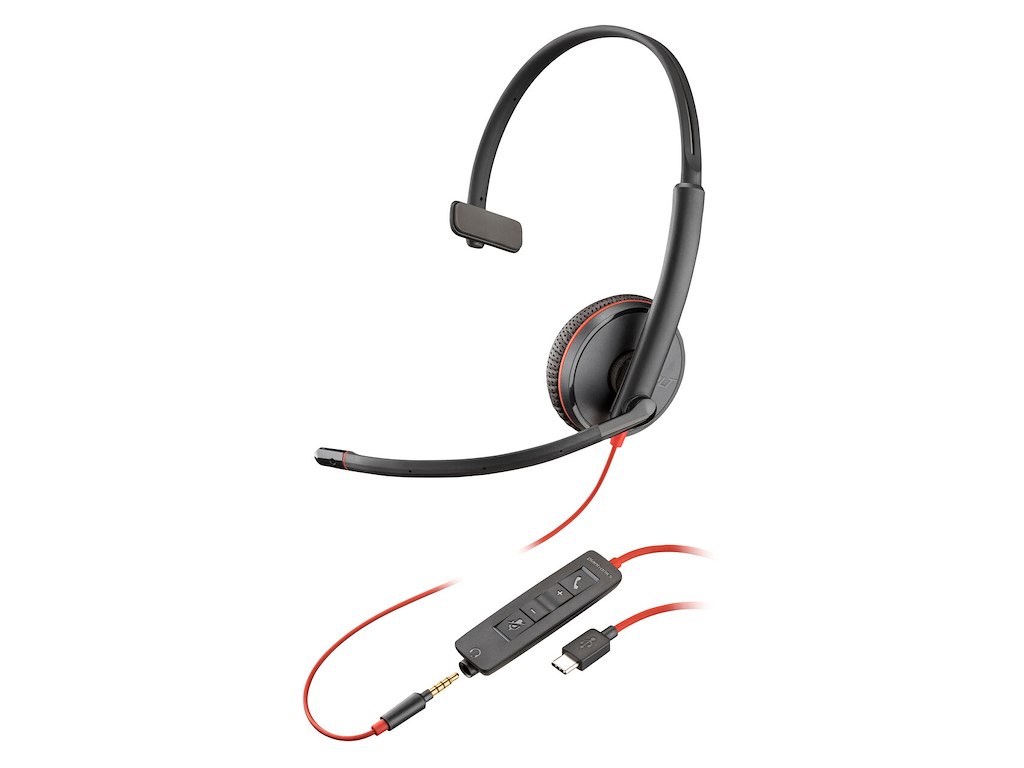 HP Poly Poly Blackwire C3215 Monaural Headset +Carry Case