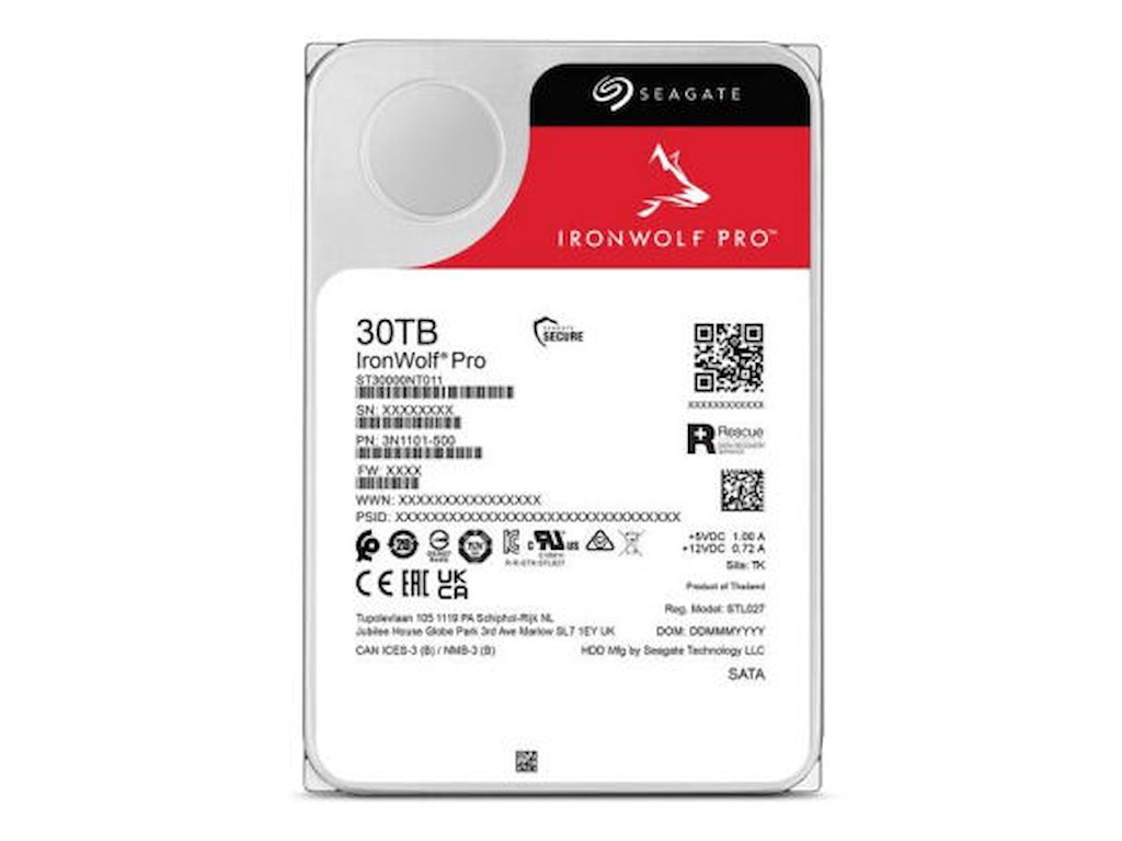 Seagate IronWolf Pro ST30000NT011 harddisk 30 TB 7200 rpm 512 MB 3.5" Serial ATA III