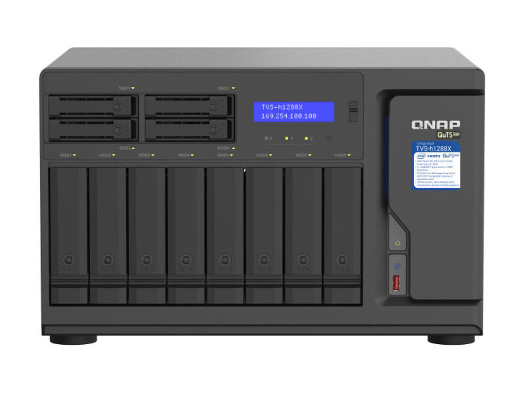 QNAP TVS-h1288X NAS Tower Intel® Xeon® W-1250 16 GB DDR4 0 TB QuTS hero Sort