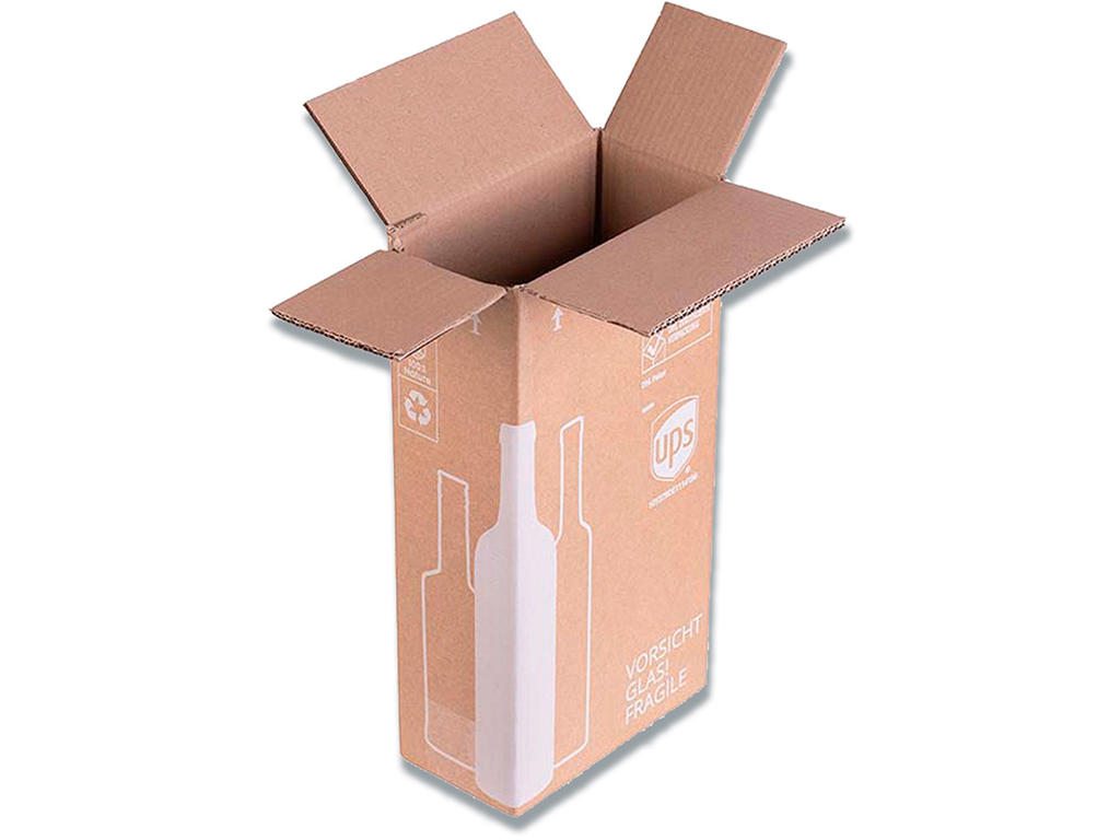 Vinforsendelseskasse, Til 2 flasker, Uden indlæg, Brun, 1 stk