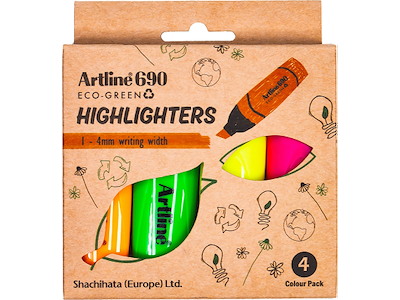Tekstmarker, Permanent, Assorteret, 4 stk, Artline ECO-GREEN 690