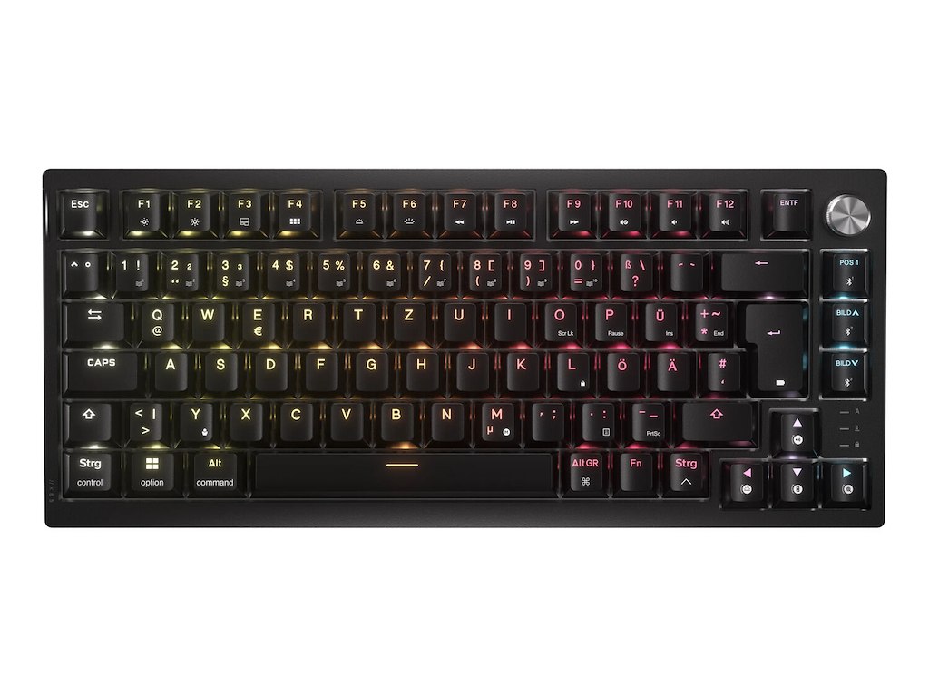 Corsair K65 PLUS tastatur Spil USB + RF Wireless + Bluetooth QWERTZ Tysk Sort