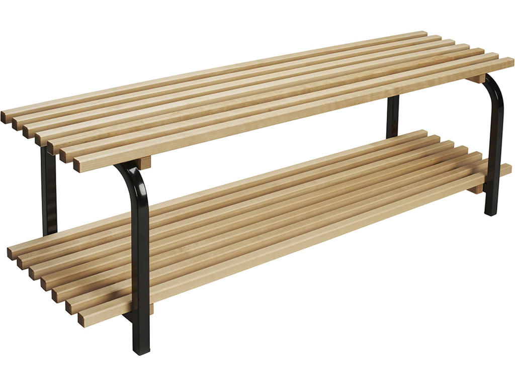 Skohylde fritstående, Sara, L=1200 mm birk/sort dobbelt samlet, Essem Design DK