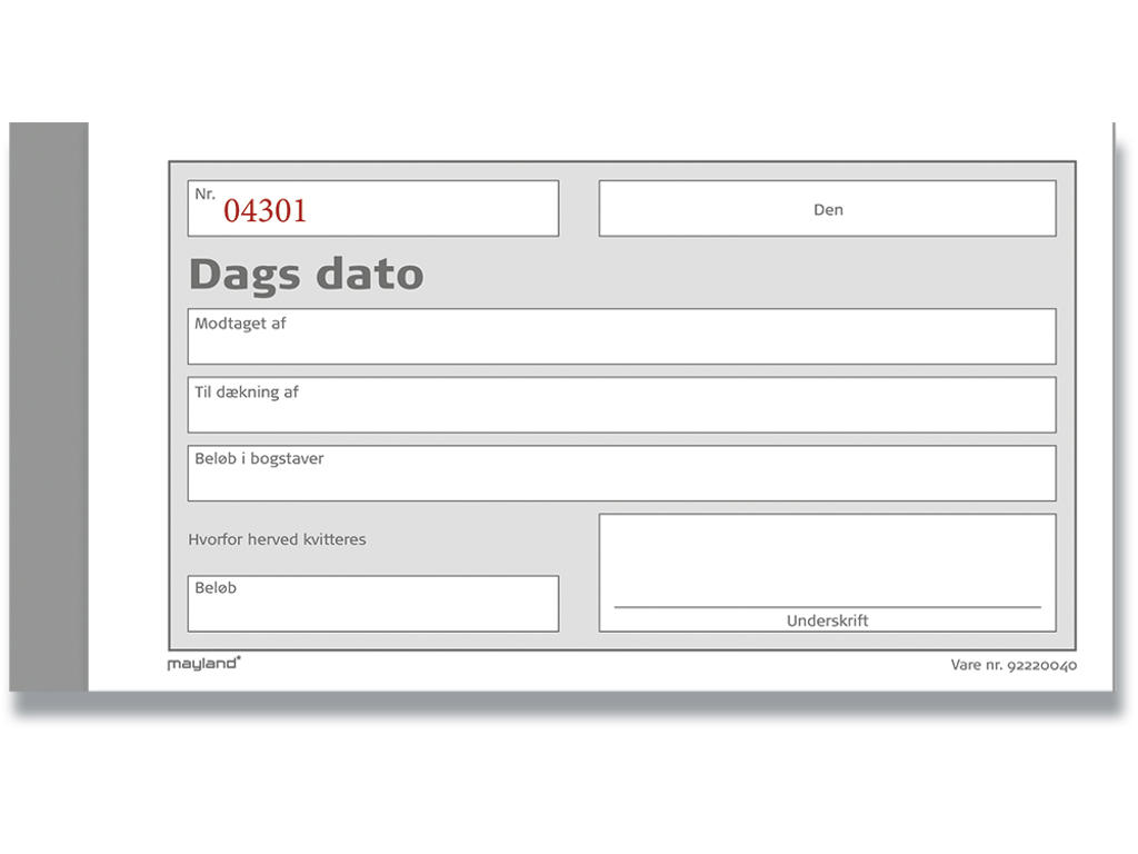 Dags dato, Med 1 kopi, 2x50 blade, 148x85 mm, Mayland 