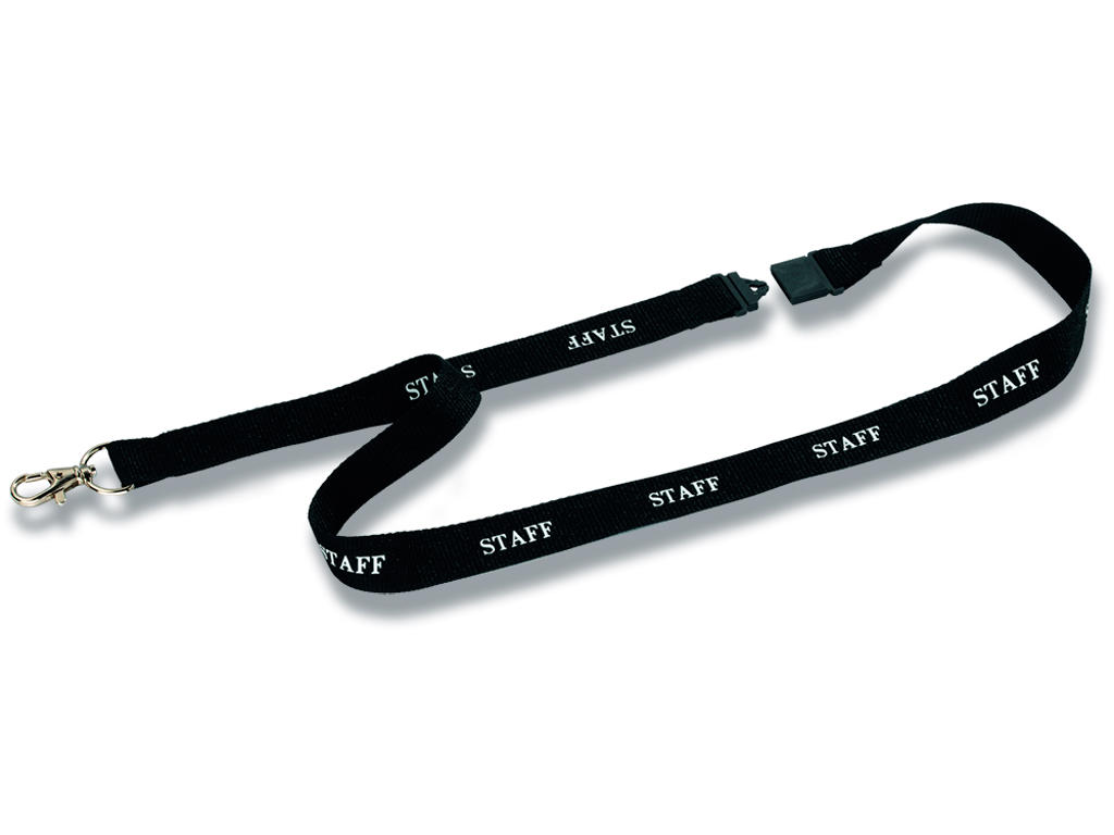 Halsrem, Til kort: Karabinhage, Sort, 10 stk, Durable STAFF 