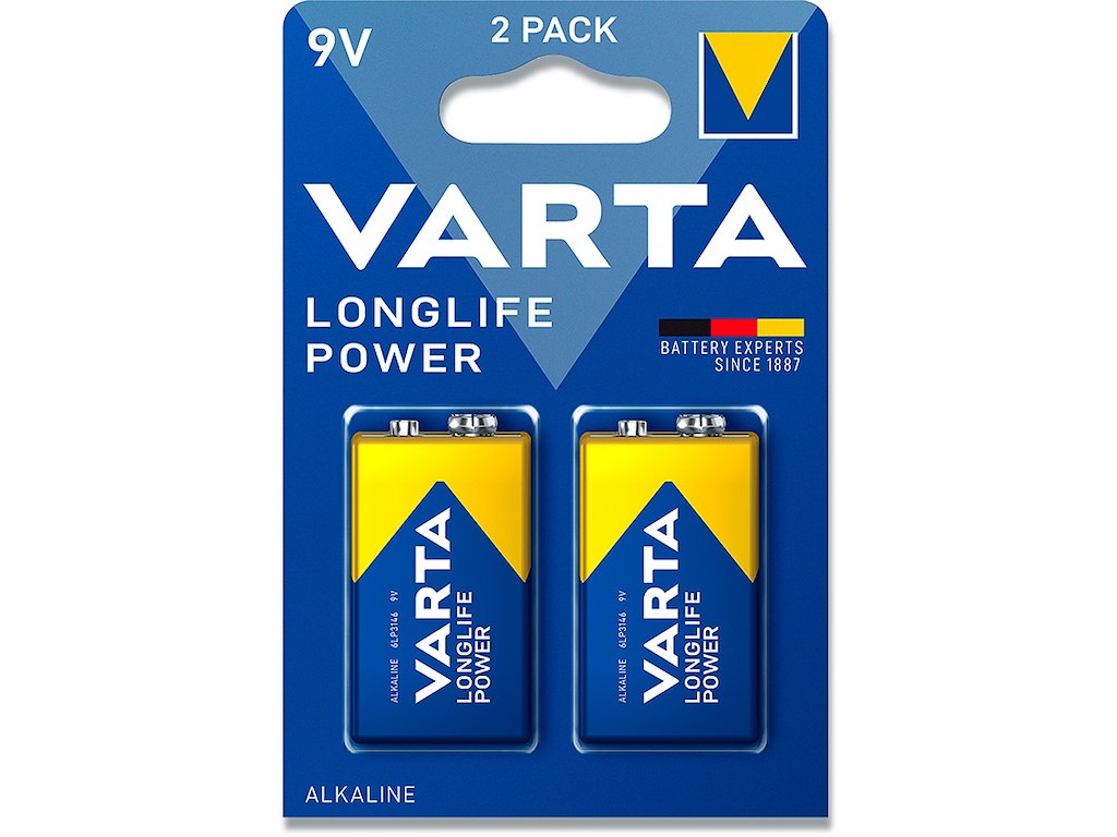 Batteri, 9 V, 1 stk, Varta Longlife Power