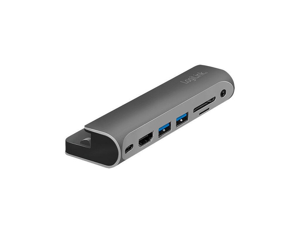 LogiLink UA0385 dockingstation USB Type-C Sort, Sølv