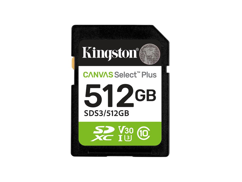 Kingston Technology 512 GB SDXC Canvas Select Plus Gen3 150 MB/s C10 UHS-I U3 V30